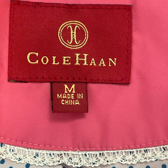 COLE Haan pink double breasted raincoat/trench coat with ties on sleeves, size M - Picture 4 of 15
